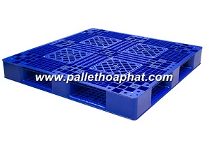 Pallet nhựa 2 mặt xanh dương 1100x1100x140mm